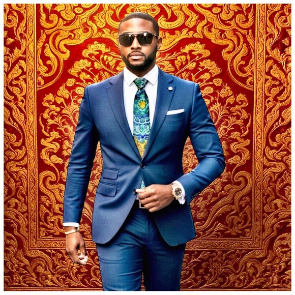 Versace Medusa Silk Tie – Blue, Green & Gold Baroque Print – Italy - Picture 3 of 12